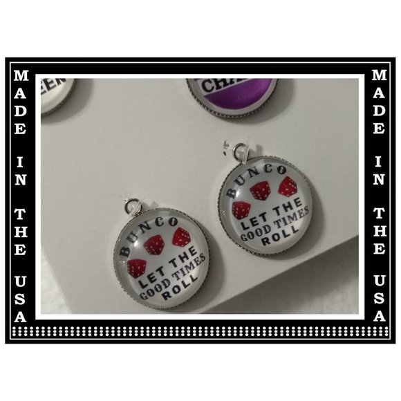 5/$20 BUNCO Dice Game Party Fun - Interchangeable Charm Earrings-5 Pairs in Set - Picture 5 of 7